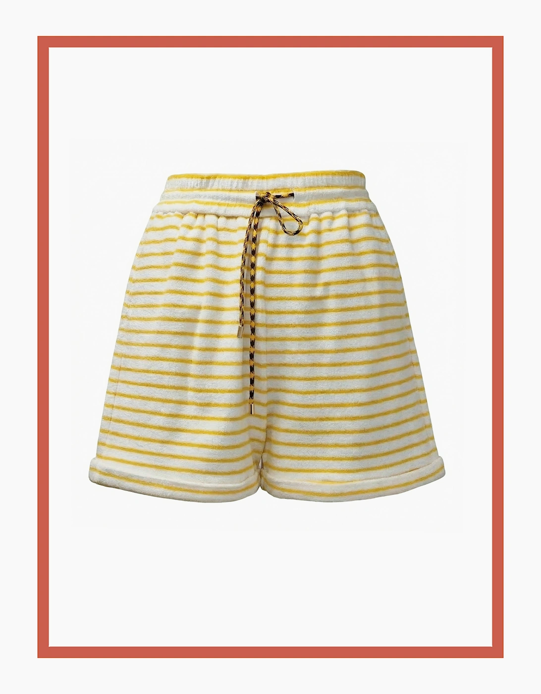 Talinn Towelling Cotton Striped Shorts - Yellow Mix, 7 of 6