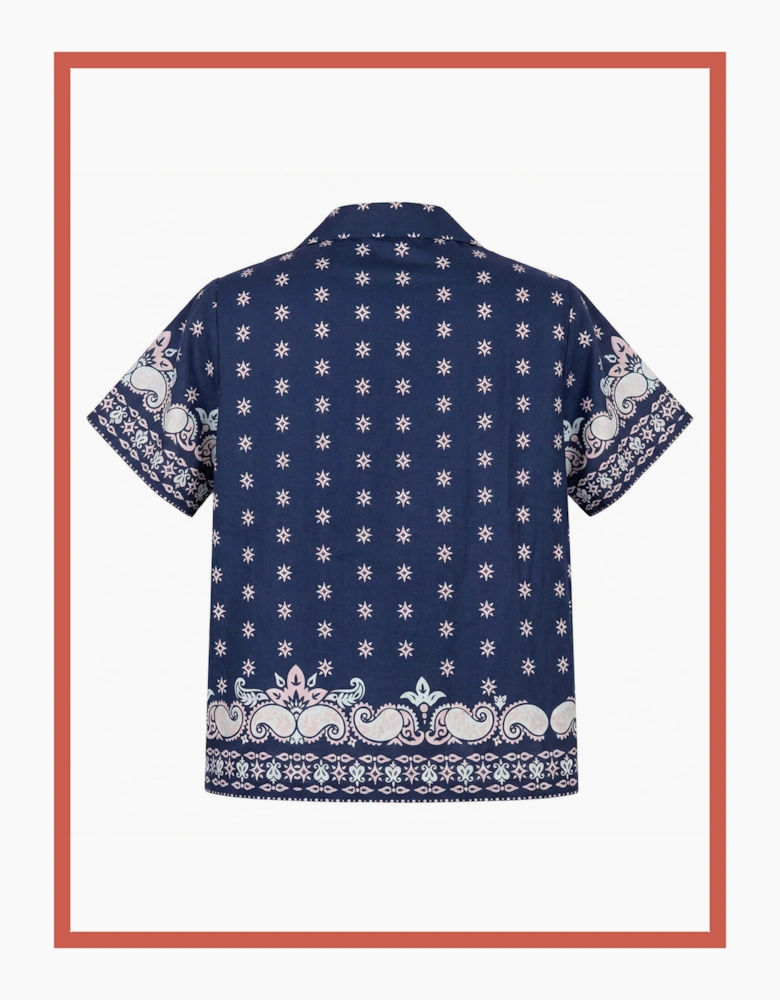 Arizona Paisley Print Cotton Shirt - Navy Mix