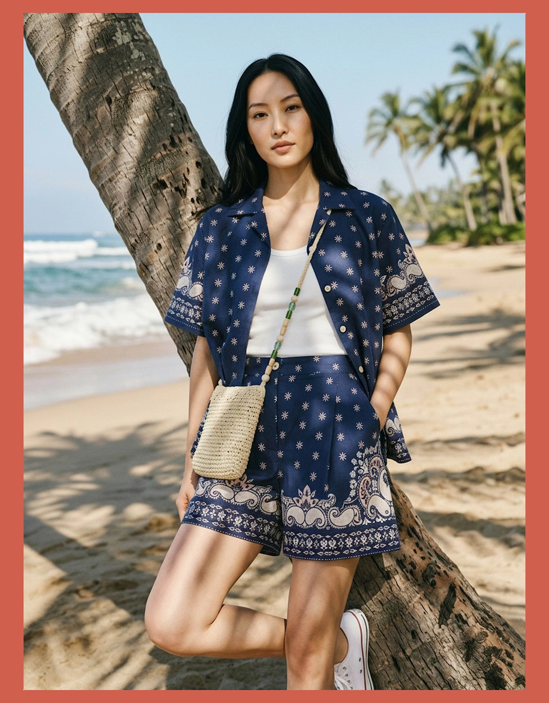 Arizona Paisley Print Cotton Shirt - Navy Mix
