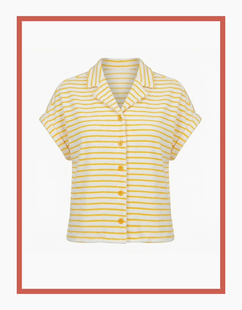 Caspian Cotton Towelling Stripe Blouse - Yellow