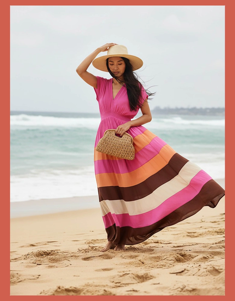 Rosalie Striped Maxi Dress - Pink