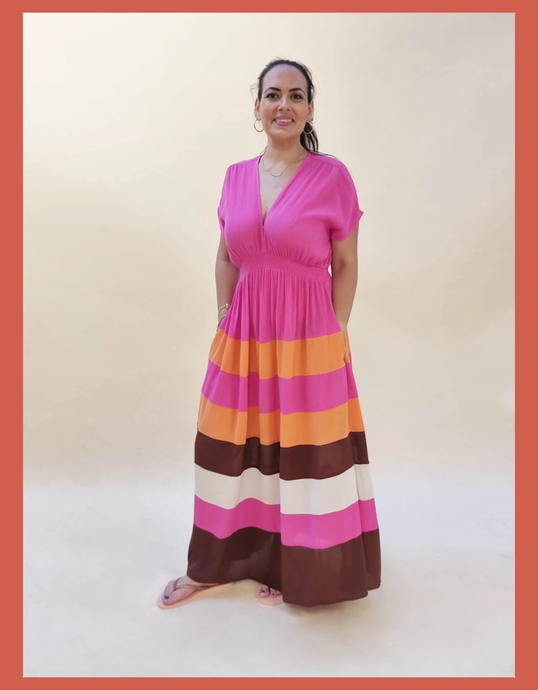 Rosalie Striped Maxi Dress - Pink