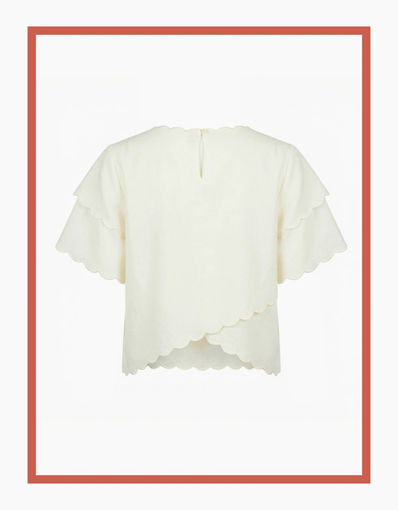 Tate Embroidered Cutout Blouse-Ecru