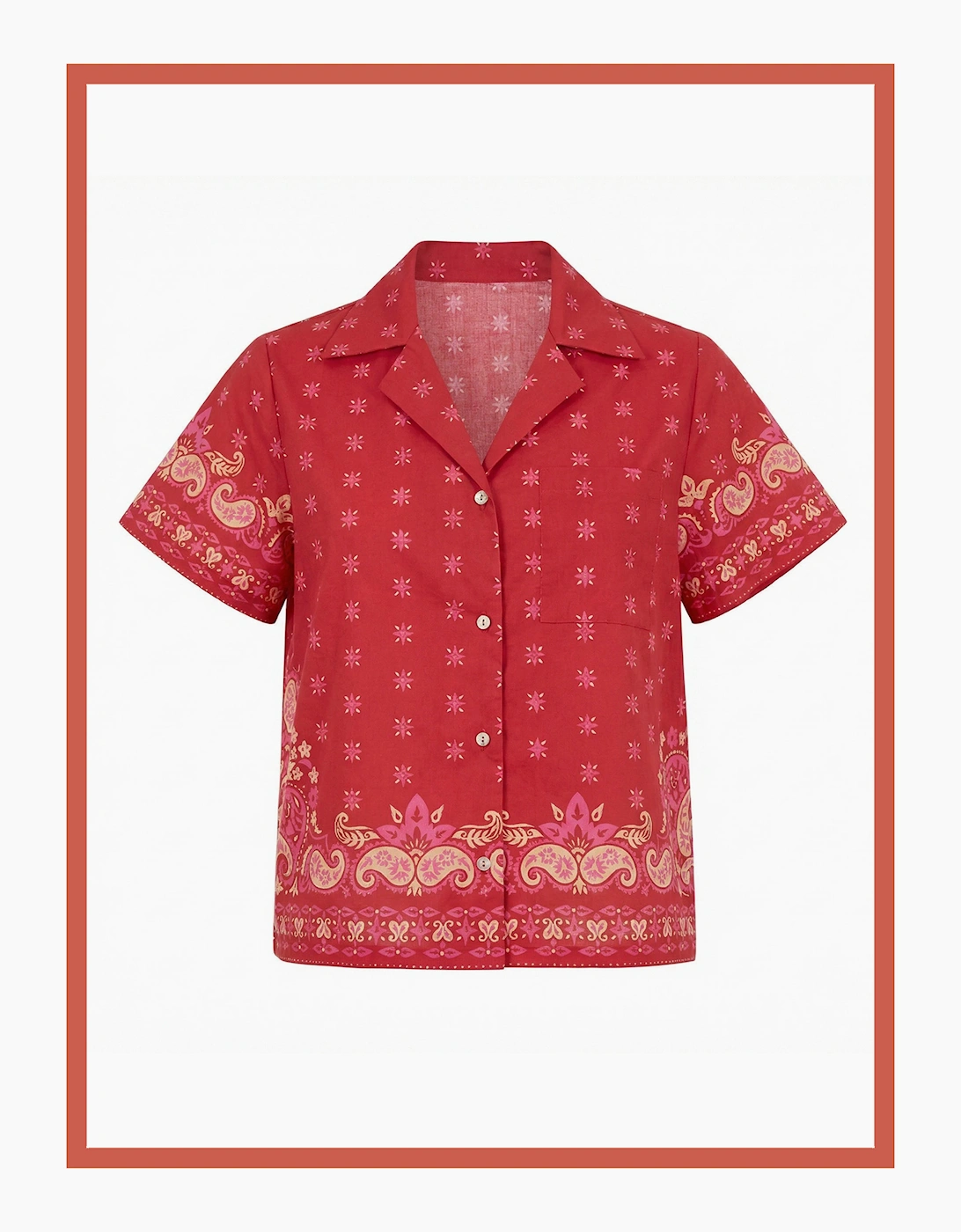 Arizona Paisley Print Cotton Shirt - Red Mix
