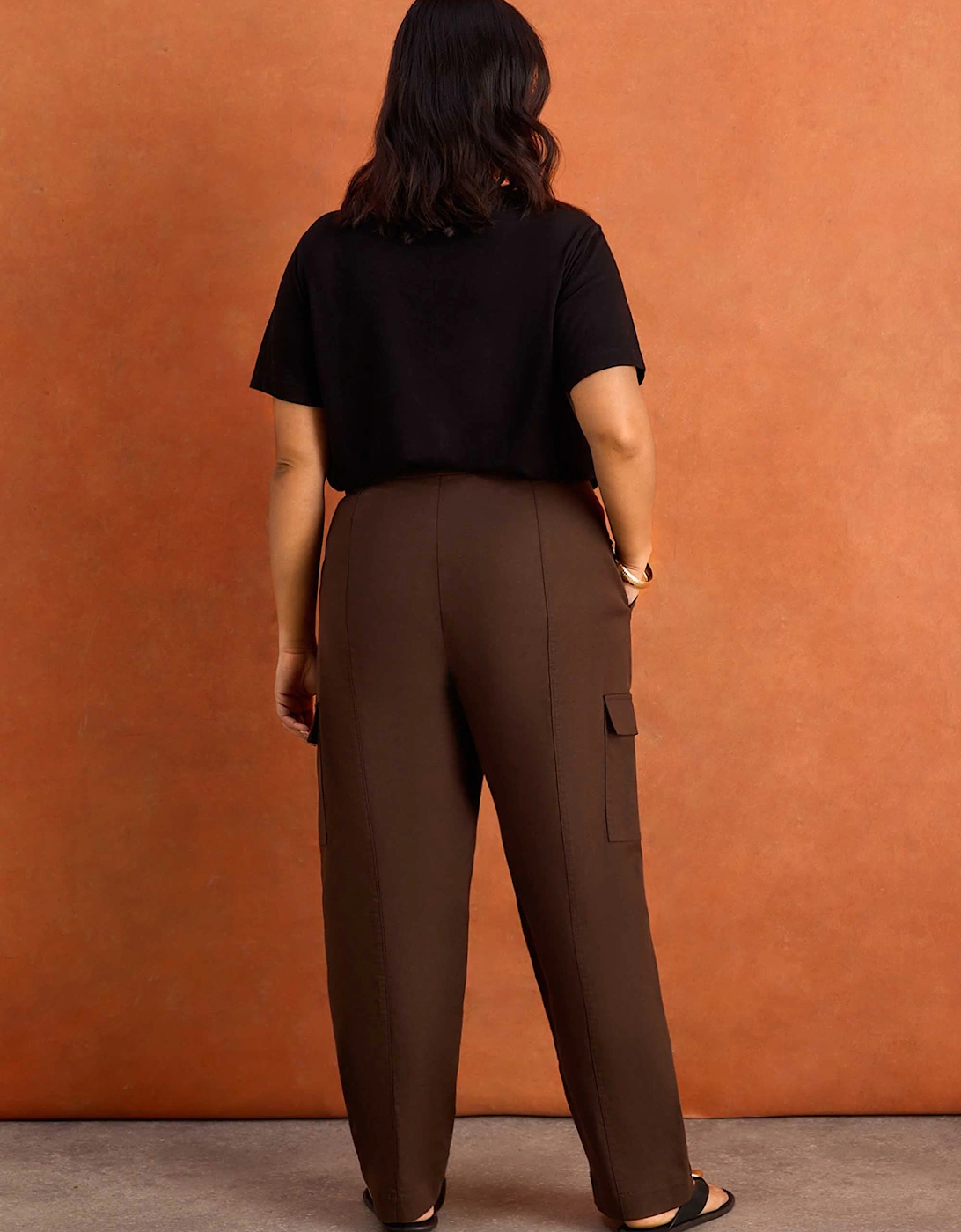 Brown Wide Leg Trousers With Pockets