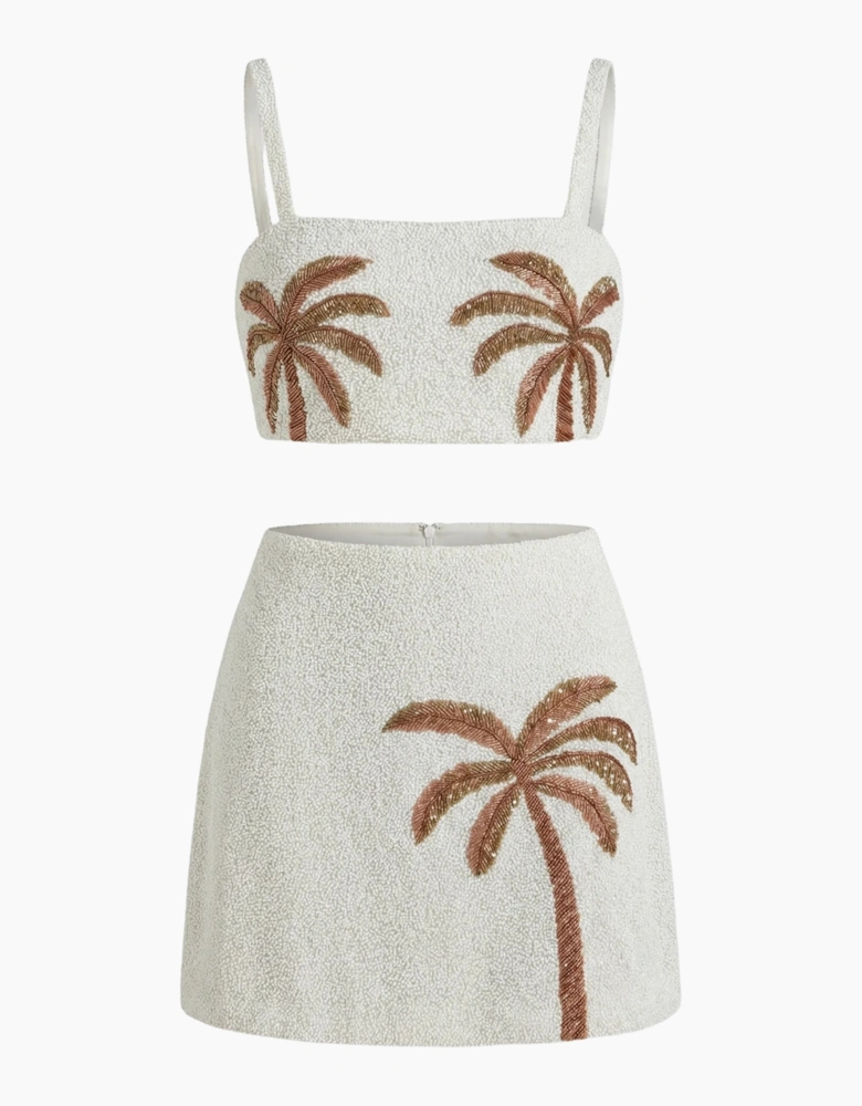 Palm Tree Gold Co Ord Skirt