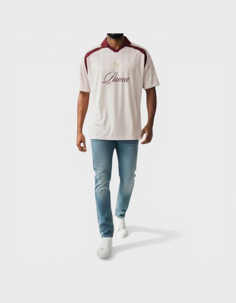Striped Relaxed Football Jersey Maroon