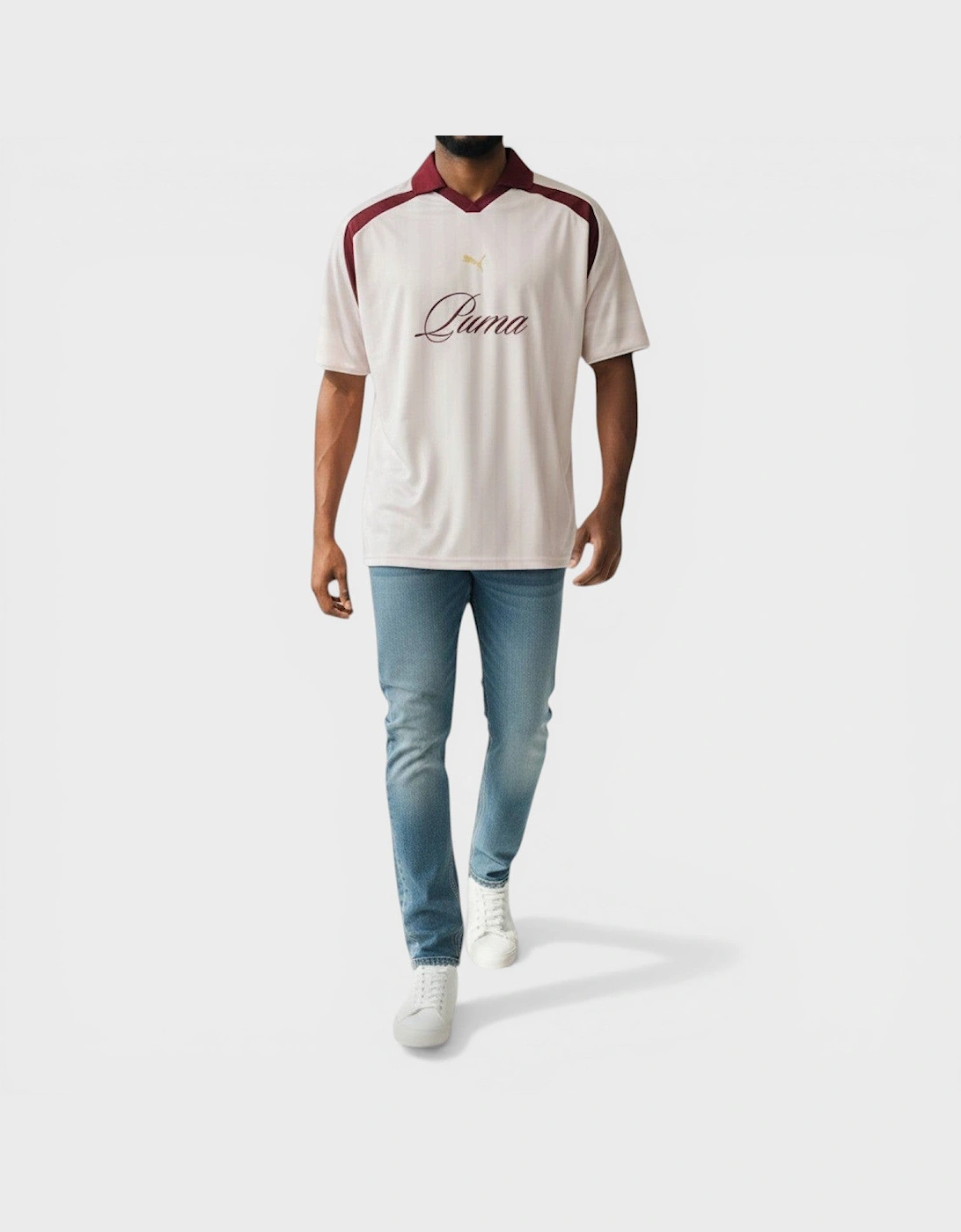 Striped Relaxed Football Jersey Maroon