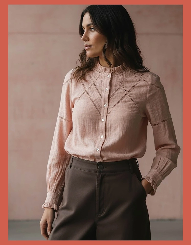 Lavinia Pretty Lace Trim Blouse - Rose