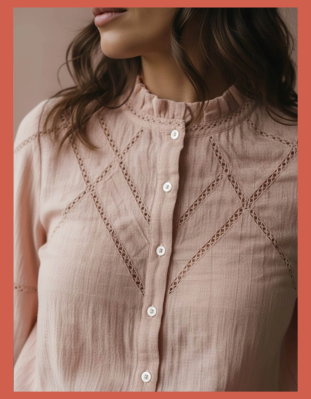 Lavinia Pretty Lace Trim Blouse - Rose