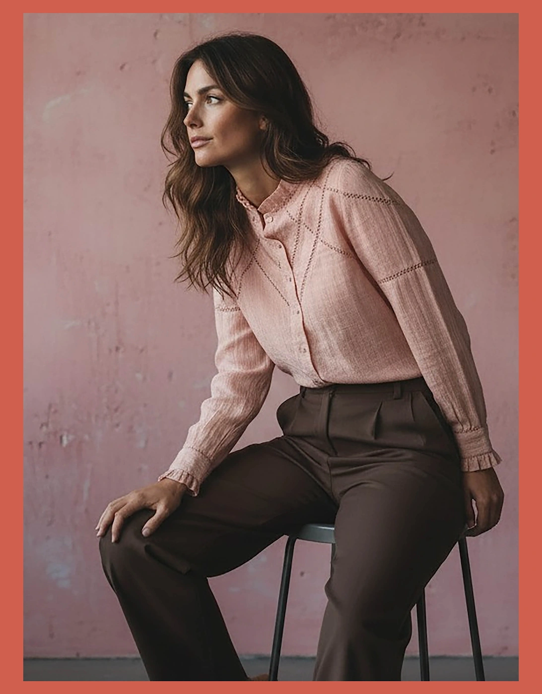 Lavinia Pretty Lace Trim Blouse - Rose