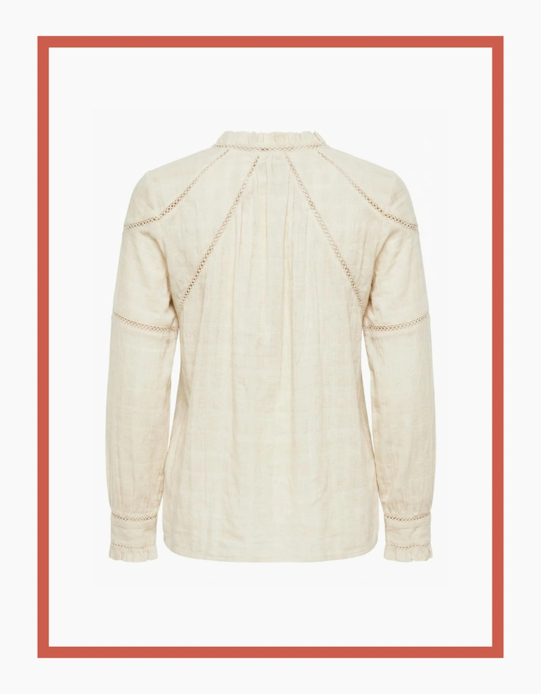 Lavinia Pretty Lace Trim Blouse - Ecru