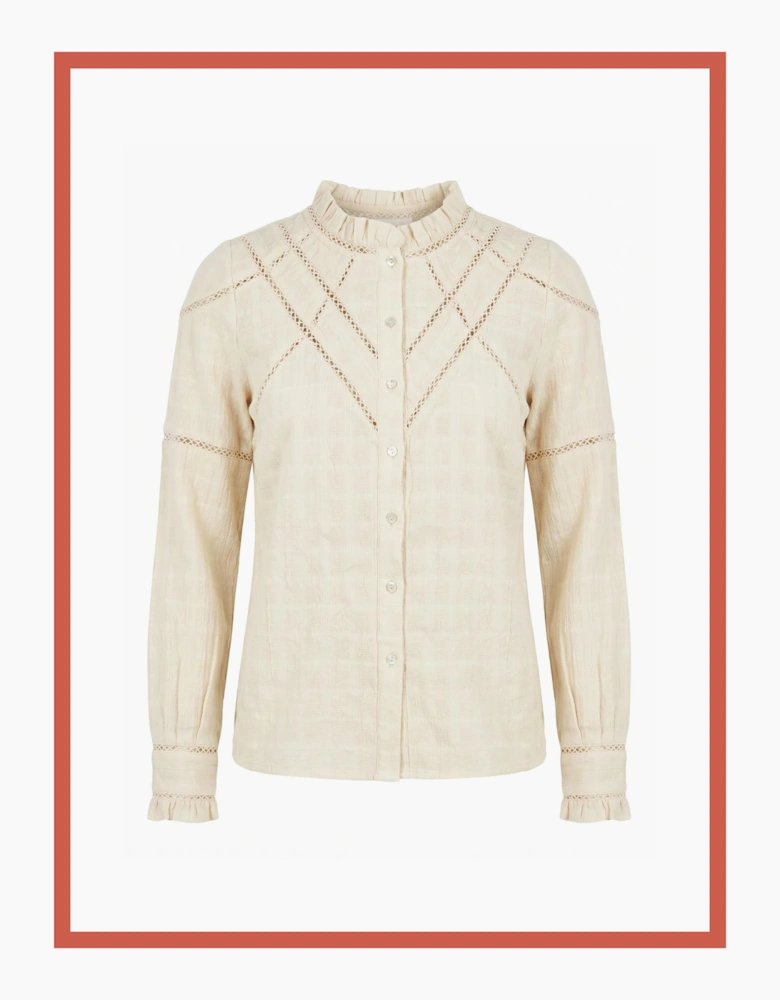 Lavinia Pretty Lace Trim Blouse - Ecru