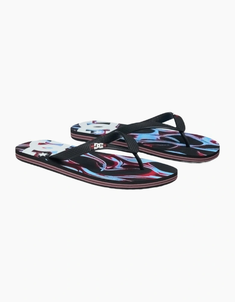 DC Shoes Spray Graffik Flip Flops - Black/Gunmetal