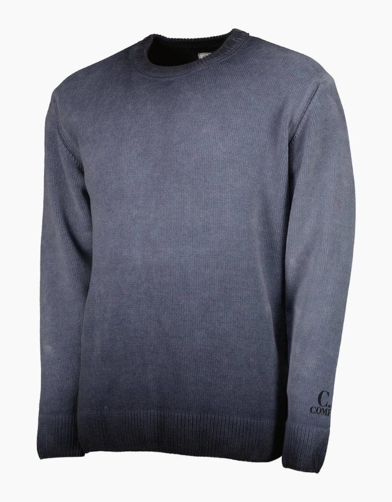 Chenille Crewneck Cuff Logo Knit
