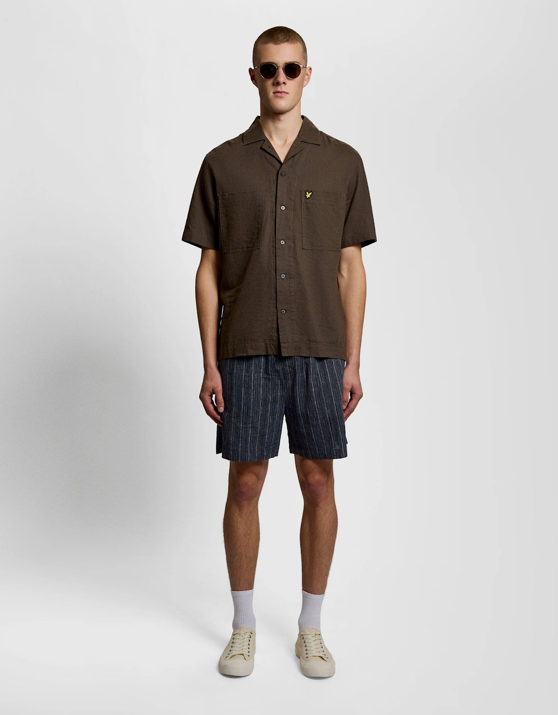 Linen Blend Stripe Shorts, 7 of 6