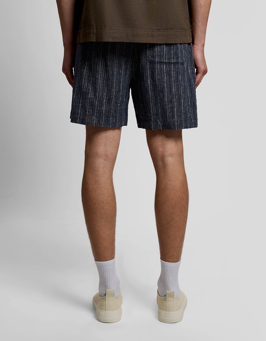 Linen Blend Stripe Shorts