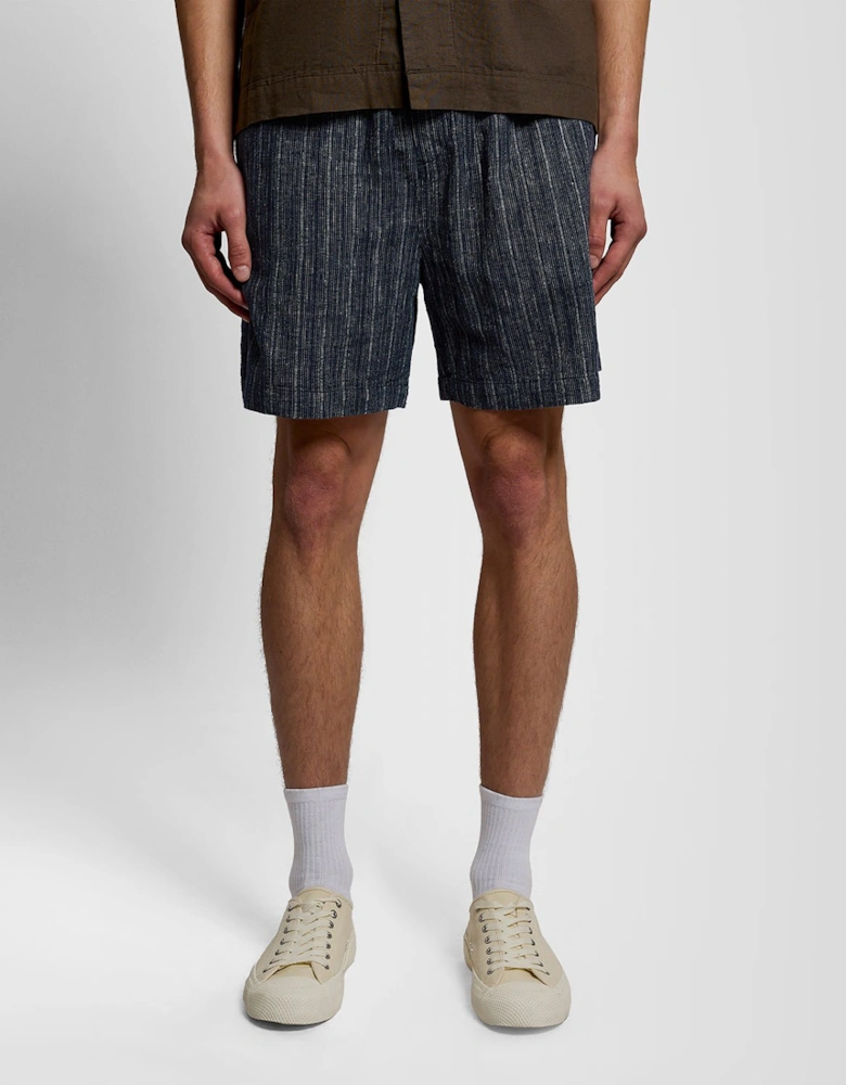Linen Blend Stripe Shorts