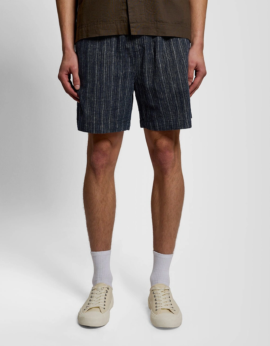 Linen Blend Stripe Shorts