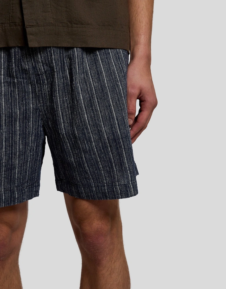 Linen Blend Stripe Shorts