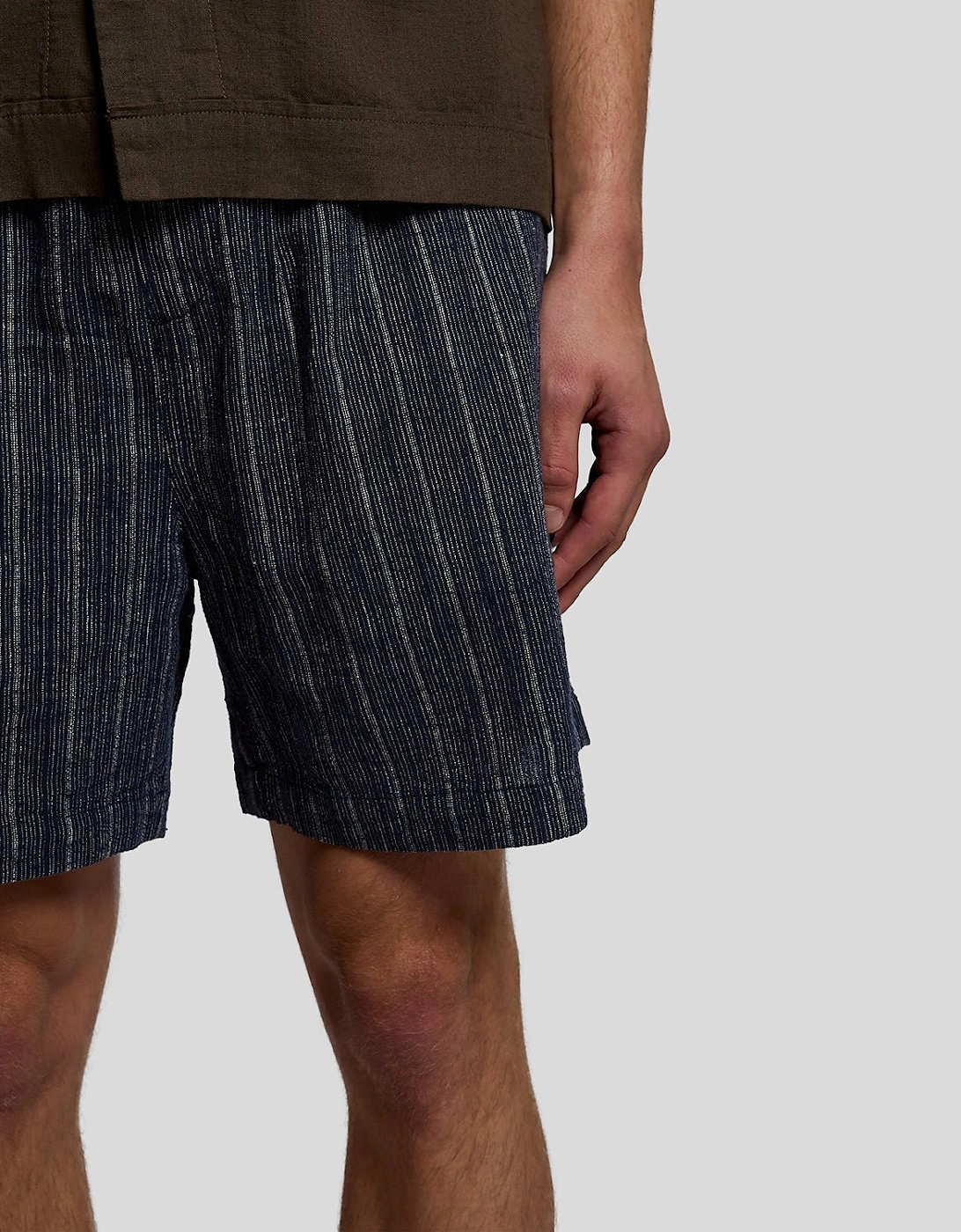 Linen Blend Stripe Shorts
