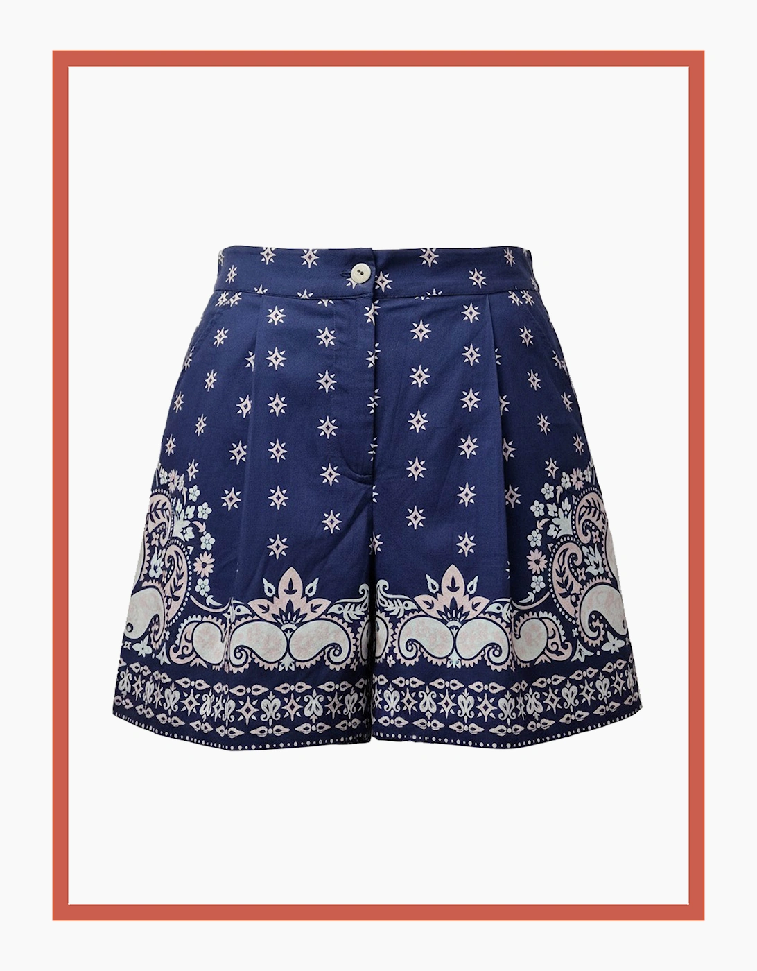 Idaho Printed Paisley Cotton Shorts-Blue Mix