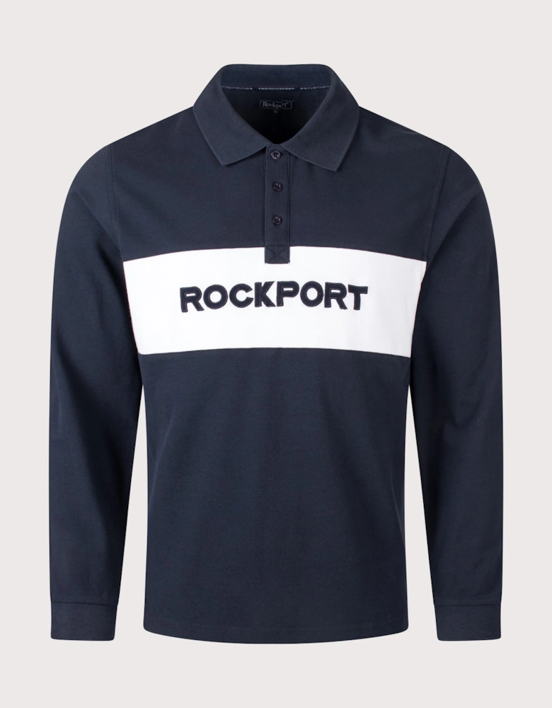 Relaxed Fit Hill Long Sleeve Panel Polo Shirt