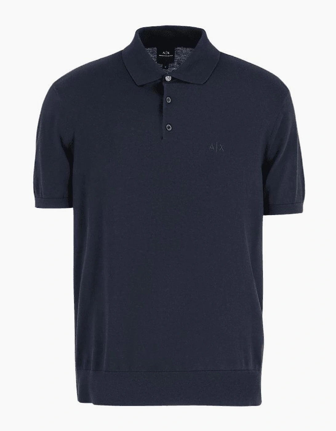 Regular Fit Embroidered Logo Knitted Navy Polo Shirt, 5 of 4