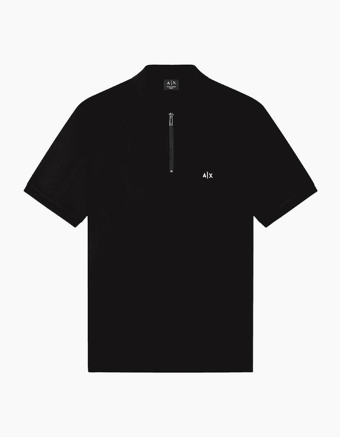 Slim Fit Stretch Technical Black Zip Polo Shirt, 4 of 3