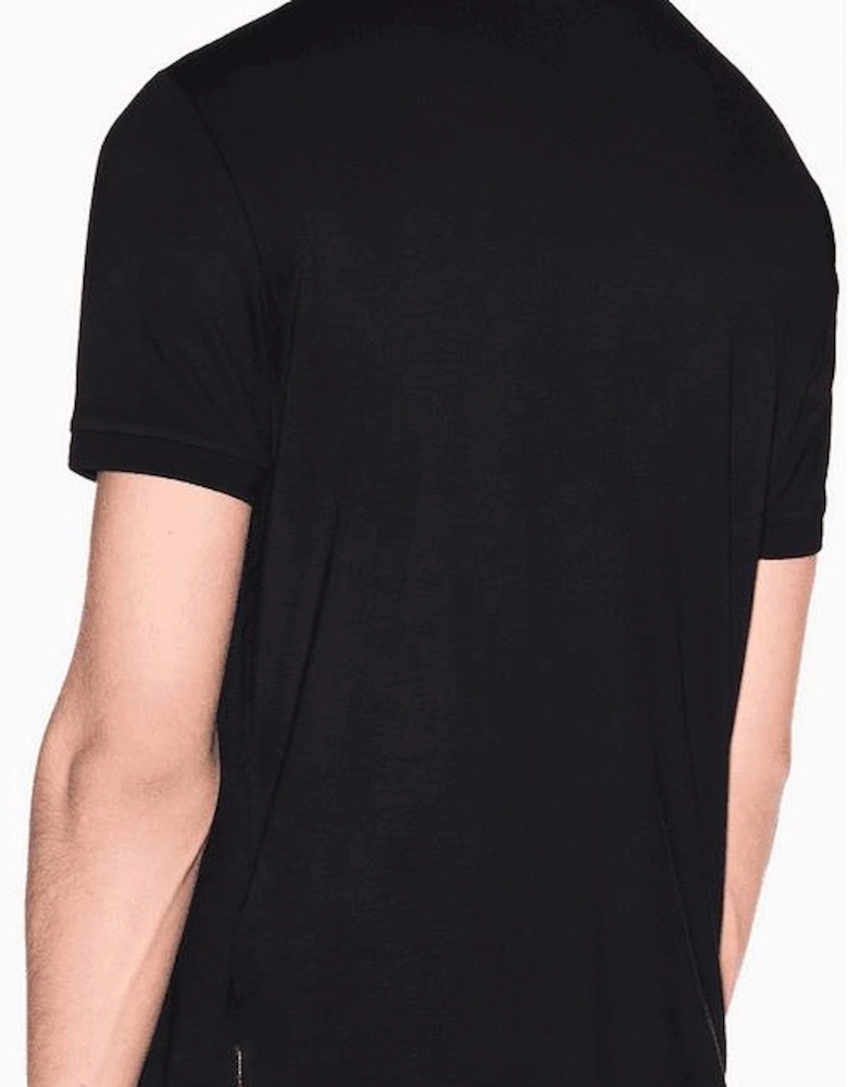 Slim Fit Stretch Technical Black Zip Polo Shirt