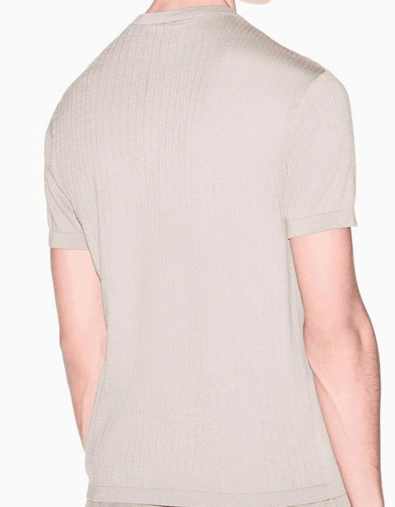 Slim Fit Textured Knitted Beige T-Shirt