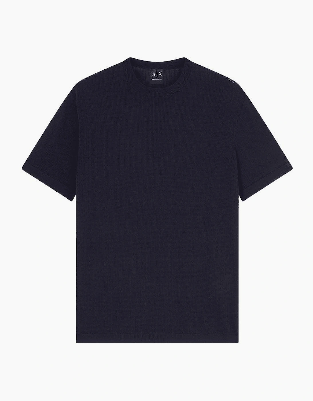 Slim Fit Textured Knitted Navy T-Shirt, 5 of 4