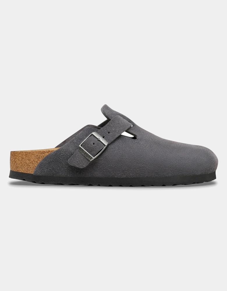 Birkenstock Boston Suede Leather Womens Clogs - Charcoal