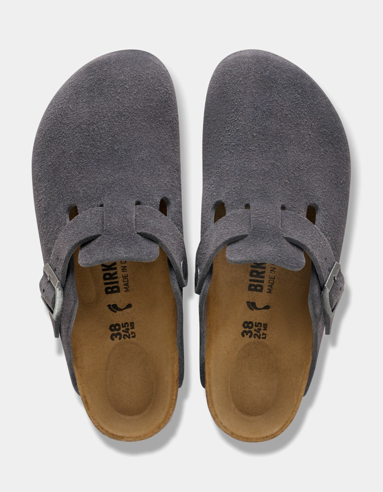 Birkenstock Boston Suede Leather Womens Clogs - Charcoal