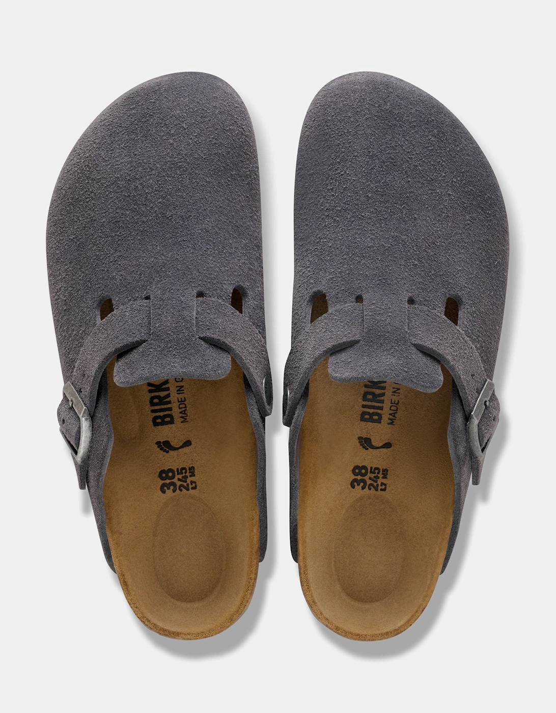 Birkenstock Boston Suede Leather Womens Clogs - Charcoal