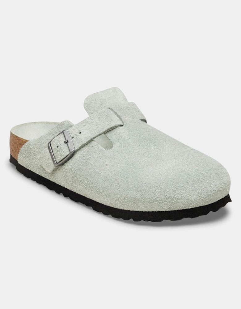 Birkenstock Boston Tonal Footbed Suede Leather Womens Clogs - Pure Sage Tonal FB