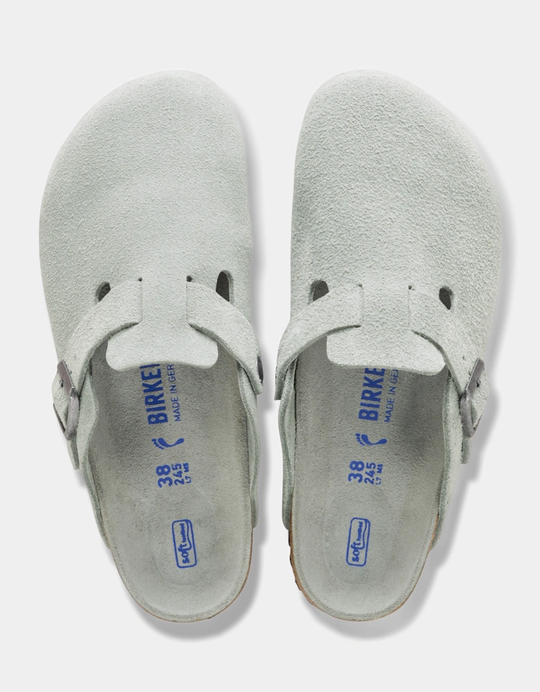 Birkenstock Boston Tonal Footbed Suede Leather Womens Clogs - Pure Sage Tonal FB