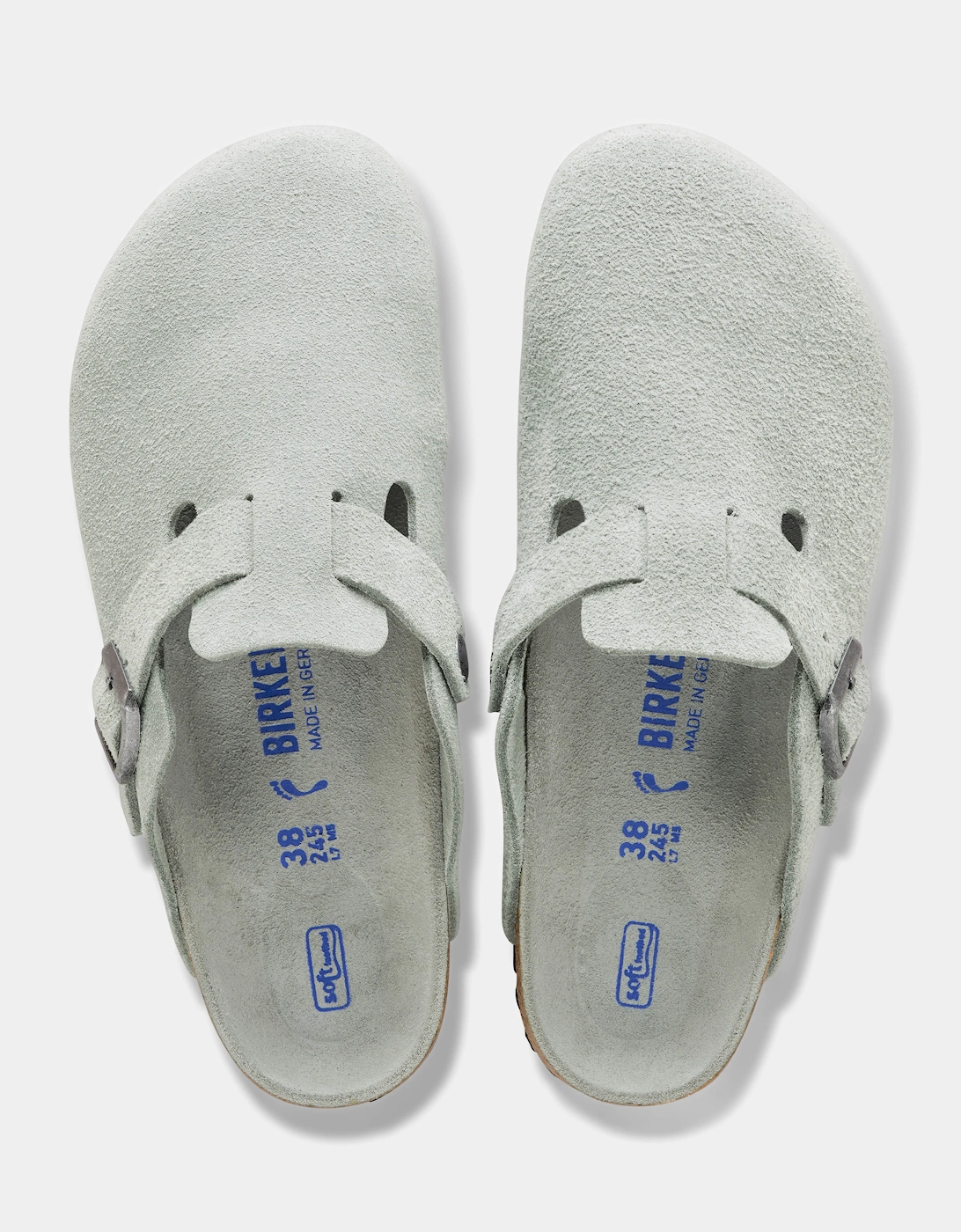 Birkenstock Boston Tonal Footbed Suede Leather Womens Clogs - Pure Sage Tonal FB