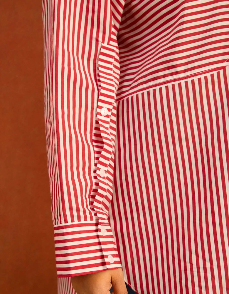 Red Striped Tencel Blend Shirt