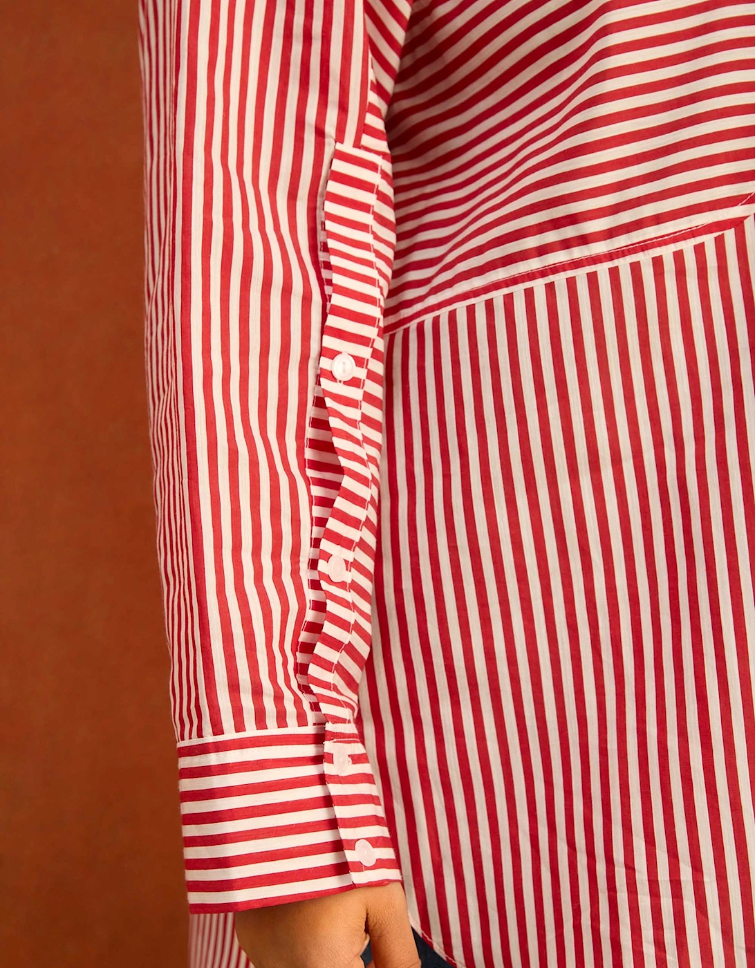 Red Striped Tencel Blend Shirt