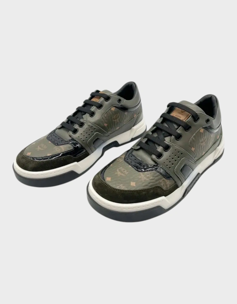 Logo Leather Low Sneakers Green Black