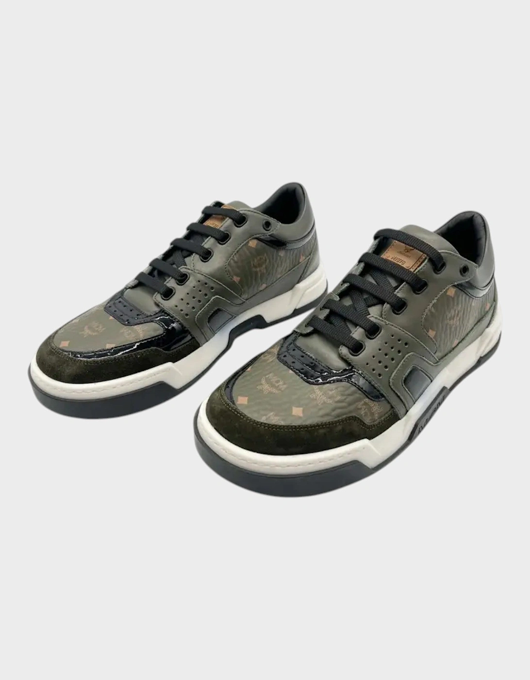 Logo Leather Low Sneakers Green Black