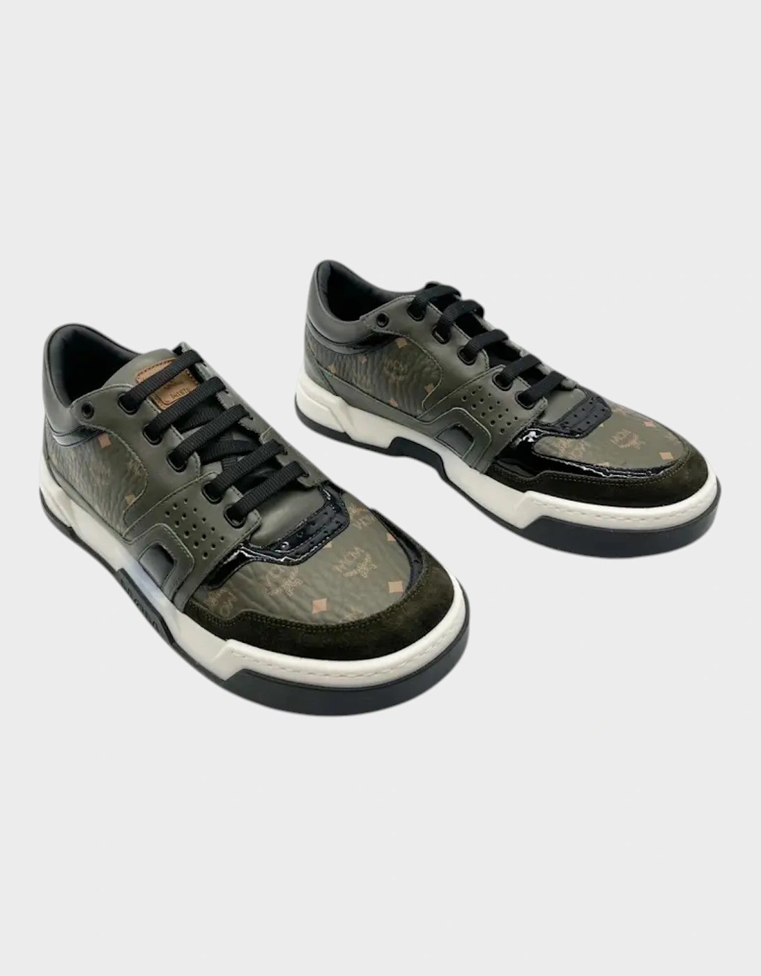 Logo Leather Low Sneakers Green Black