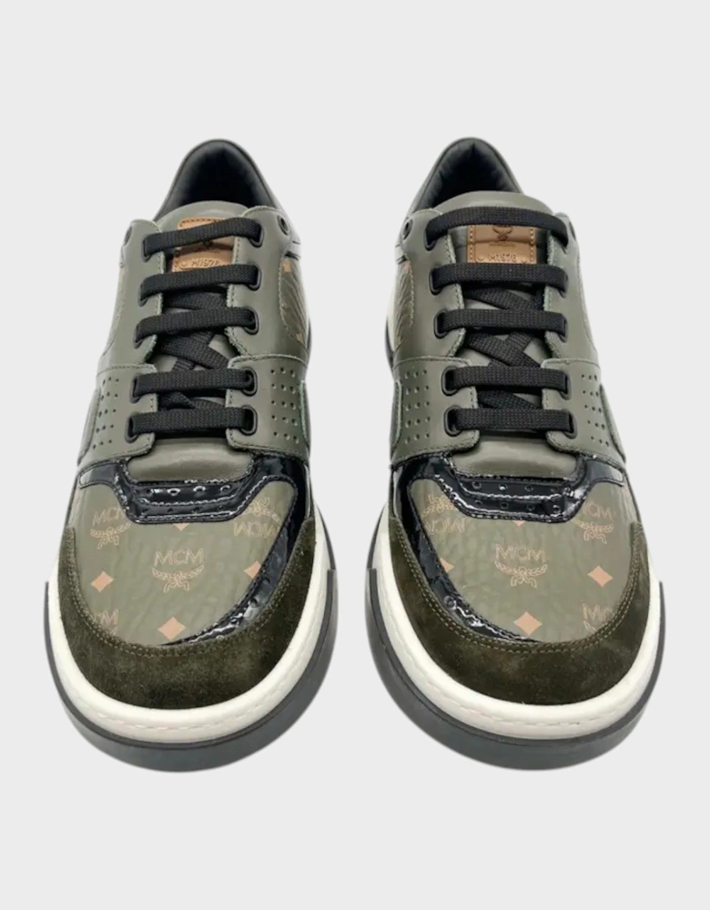 Logo Leather Low Sneakers Green Black