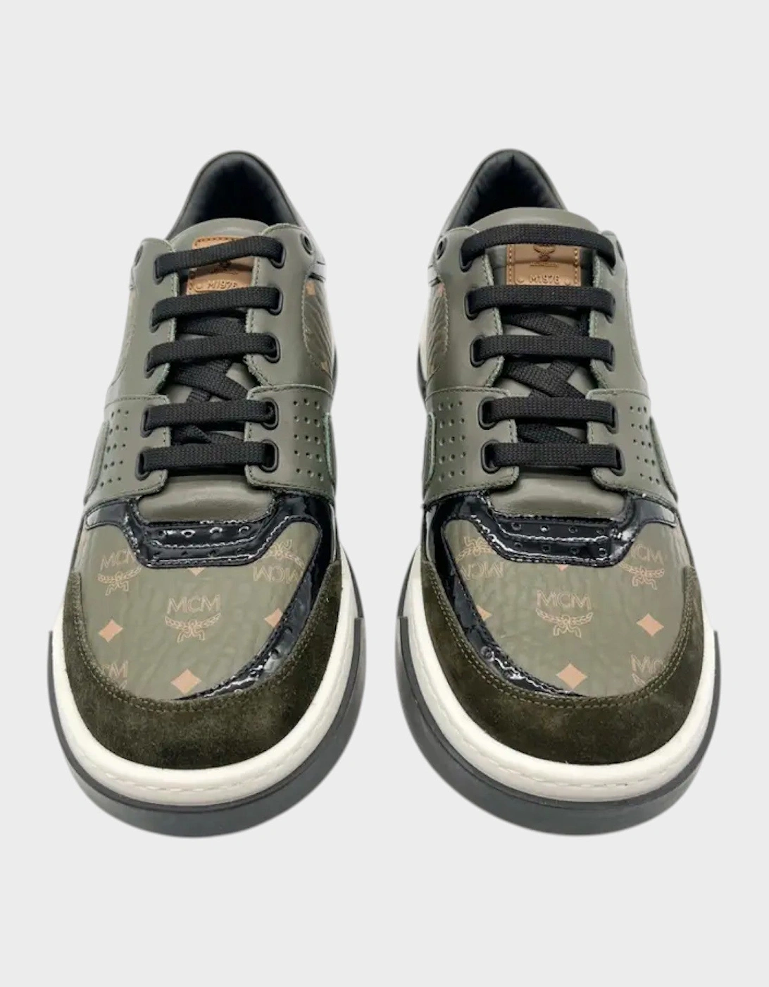 Logo Leather Low Sneakers Green Black