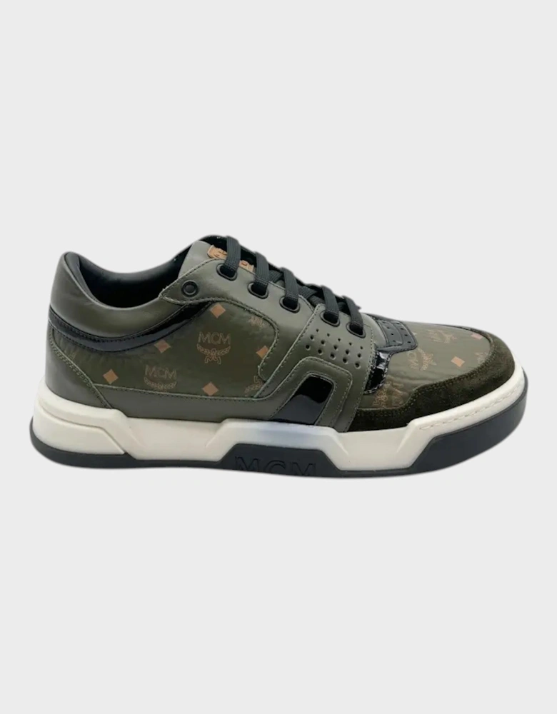 Logo Leather Low Sneakers Green Black