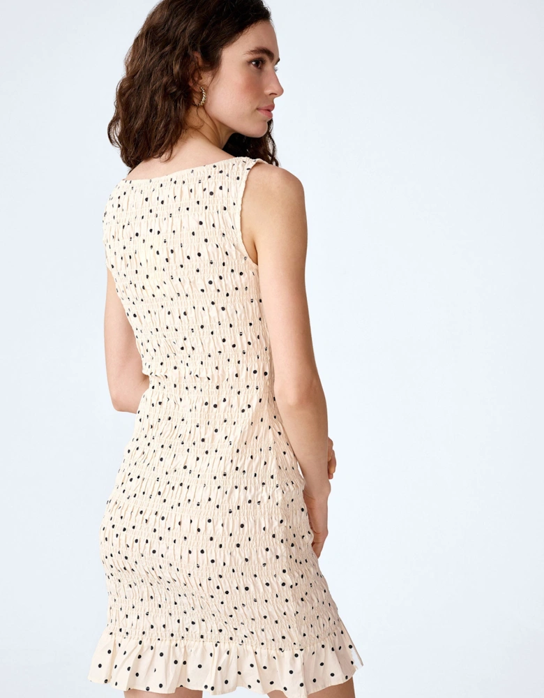Luann Dress in White Polka Dot