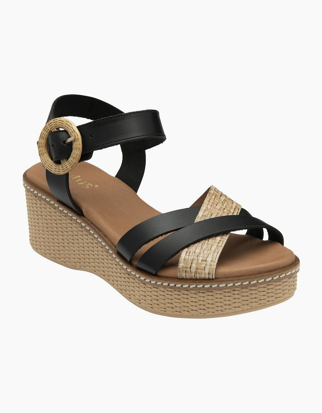 Lotus Women's Black Amalia Wedge Sandals - Size 8