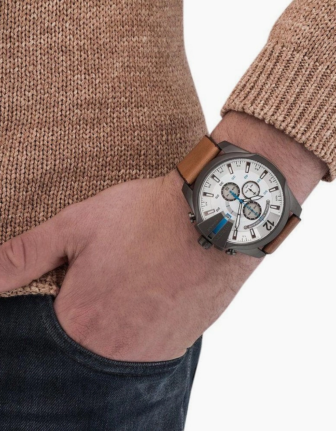 Diesel DZ4280 Mega Chief Brown Leather Men's Watch