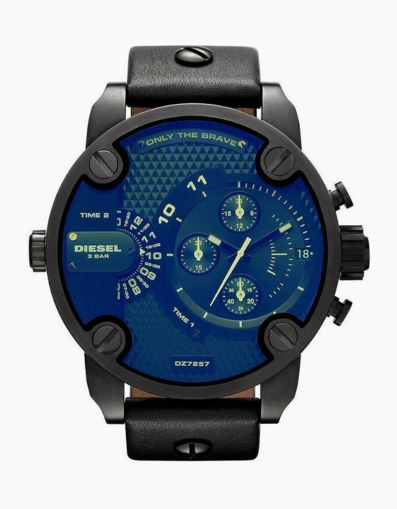 Diesel DZ7257 Bad Ass Chronograph Blue Dial Black Leather Men's Watch